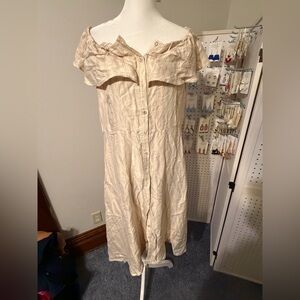 H&M Cream Off-Shoulder Midi Dress